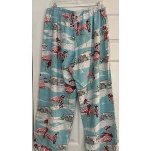 Nick & Nora RETIRED Flannel Pajama Pants XL Pink Flamingo Airstream Camper Xmas